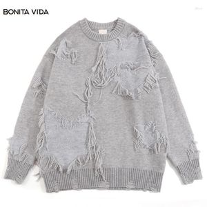 Herrtröjor hiphop tröja streetwear harajuku stickad tofs stjärna punk goth jumper 2023 mode casual lös pullover grön svart