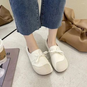 Sapatos de vestido Mulheres Calçados de Verão Preto para Mulher 2023 Flat Flats Redondo Toe Kawaii Bonito Branco Chique e Elegante Marca Genuína Moda