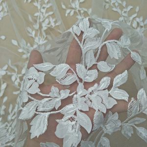 Fabric and Sewing fashion laser cut wedding gown dress lace fabric 130cm width ivory sell by yard 231201