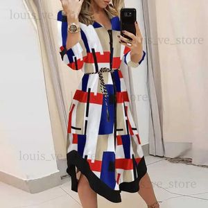 Urban Sexy Dresses 2021 Autumn Long Sleeve Buttons Party Dress Spring Rainbow randig tryck Oregelbunden klänning Kvinnor Turned Collar Shirt Dress Belt T231202