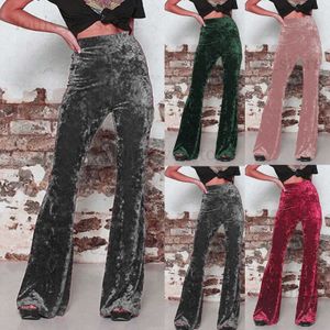 Women's Pants Capris Women High Waist Velvet Pants Retro Solid Color Flared Pants Pantnes De Mujer High Waist Casual Trousers T231202