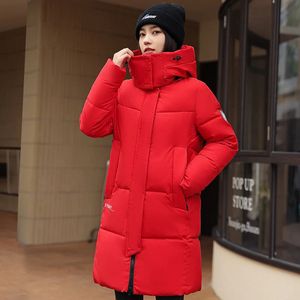 Women's Down Parkas Cotton Coat Kneelength Puffer Jacket 2023 Winter Fashion Loose Warm Slim Hooded Long Padded 231201