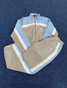 Windbreaker Thin Grey Blue Letter Trendy helt ny broderad avslappnad dragkött skjorta sport set Youth-A4