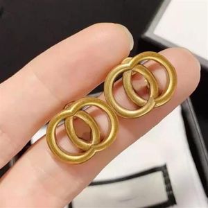 Designer Classic Style Double Letter Stud earrings aretes Ladies Fashion Simple Jewelry Retro Ear studs High Quality297j
