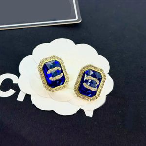 Designer di orecchini a diamante blu per donna stallone per le orecchie doppie orecchini di lusso Accessori per gioielli