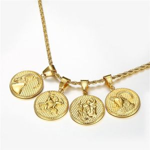 12 Znak Zodiaku Horoskop Naszyjniki dla męskich damskich złota Aries Leo 12 Konstelacji Drop Naszyjnik 201013303y