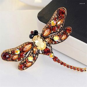 Brooches Retro Crystal Rhinestone Dragonfly For Women Dress Scarf Brooch Pins Jewelry Accessories Cute Gift Insect Multicolor