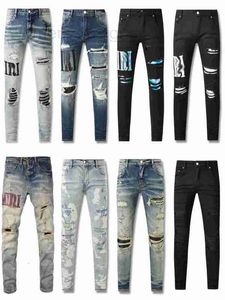 Jeans da uomo Designer di lusso viola jeans firmati pantaloni da uomo pantaloni da uomo per il nero 2023 nuovo stile Ricamo auto coltivazione e piedi piccoli moda donna DTX6