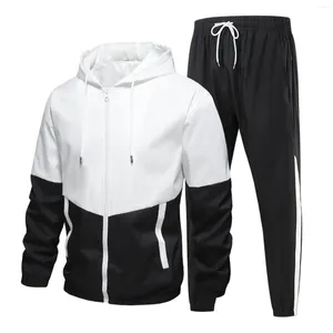 Männer Trainingsanzüge 2023 Casual Sportswear Anzug Zipper High Neck Langarm Mit Kapuze Jogging Sport Spleißen Design Herbst Winter