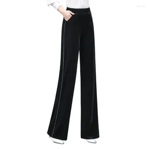 Women's Pants Fashion Women Vintage Trousers Spring Autumn Elegant Ladies Solid Versatile Casual Bright Silk Velvet Wide Leg Korean