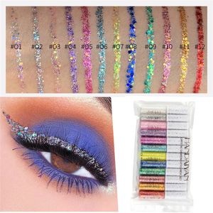 Eye Shadow/Liner Combination 12 Colors Liquid Glitter Eyeliner Gel Eyes Makeup Waterproof Liquid Color Eye Liner Pencil Matte Purple Pen Make Up Cosmetics 231202