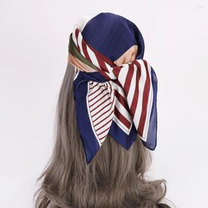 Schals Frauen Mädchen Mode Schal Quadrat Bandana Geometrisch Gestreiftes Kopftuch Kunstseide Hip Hop Stirnband Haarband 27