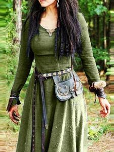 Urban Sexy sukienki średniowieczne długie rękawie maxi sukienka kobiety szata vintage bajki elfy sukienka renesans Celtic Viking Gothic Odzież Fantasy Ball Suknia T231202