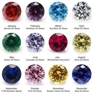 50PCS Per Total 600pcs 12 Colors Birthday Round Loose Cubic Zirconia Stone Corundum Synthetic Gems CZ276M