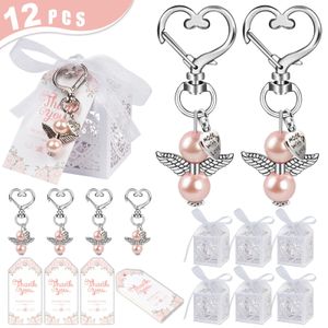 Other Event Party Supplies OurWarm 12 Sets Cute Angel Keychains with Favor Boxes and Thank You Cards Baptism Bridal Shower Wedding Gender Reveal Party 231202