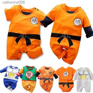 Set di abbigliamento vestiti anime babyvegegetarompers newbornkuririnroshi outfit da allenamento per bambini haploween costume costume saltsuitl231202