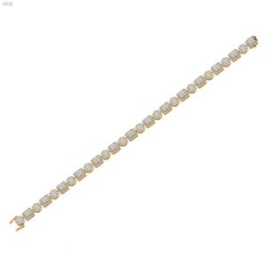 Trendy Designer Ladies Bracelets in 10kt Yellow White Gold with Real Round and Baguette Diamond at Wholesale Price