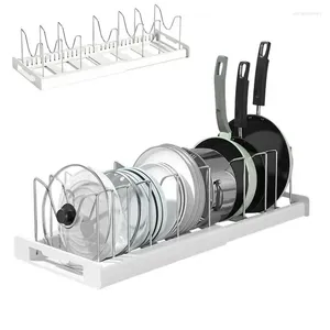 Kitchen Storage Pot Rack Shelf Organizer Dish Plate Drying Bowl Lid Holder Adjustable Dry