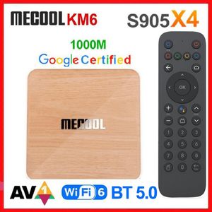 MECOOL KM6 ATV AMLOGIC S905X4 TV -låda Android 10 4G 64GB Google Certified Support WiFi 6 AV1 BT5.0 1000M Set Top Box