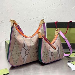 Sacos de noite Bolsa de Ombro Axila Mulheres Crossbody Sacos Meio Mês Bolsa Moda Carta Imprimir Alça Removível Fita Verde Vermelha Wom341B