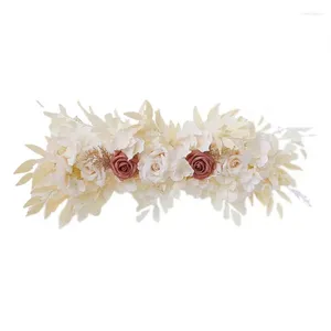 Fiori decorativi Arco di nozze Fiore artificiale di rosa Swag per la decorazione Compleanno Petalo di seta Accessori Parete della porta