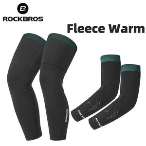 Armbenvärmare Rockbros Autumn Winter Cycling Leg Sleeve Men Kvinnor Windproece Fleece Arm Leg Warmer Cycle Sports ärmar Legging Bike Equipment 231201