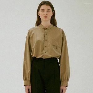 Kvinnors blusar Ingenting skriver 2023 Autumn Shirt Top Korean Design Solid Color Fashion Cortile Long Sleeve High Quality