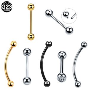 Eyebrow Jewelry 50Pcs/lot Curved Banana Straight Barbell Tongue Rings Eyebrow Rod Lip Bar Industrial Piercing Helix Cartilage Earrinigs 231201