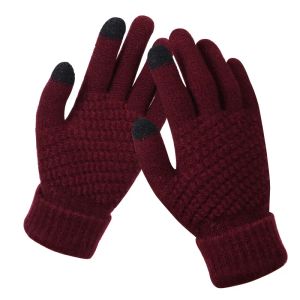 Novas luvas de malha de lã de caxemira feminina inverno quente luvas grossas luvas sólidas para o telefone móvel tablet almofada dropshipping