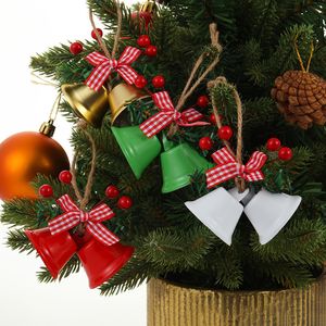 Sinos de natal árvore de natal pendurado ornamento duplo trompete metal jingle sinos para decoração do feriado de natal