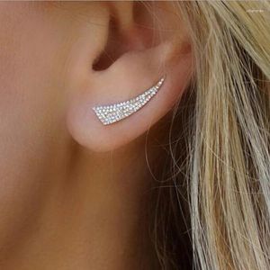 Stud Earrings Simple Fashion Ear Crawler Full Crystal Rhinestone For Women Girls 2023 Trendy Jewelry Birthday Gifts Her