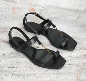 2024 Women sandal flats ankle strap slide shoes sandals Genuine leather casual flat Sandalies Luxury design shoes 35-43