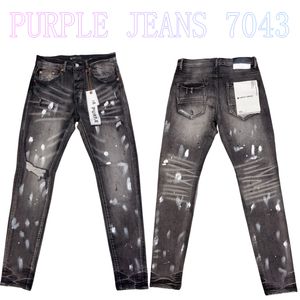 Mens Purple Jeans Designer Jeans Fashion Distressed Ripped Bikers Womens Denim Cargo For Men Black Pants PU7043