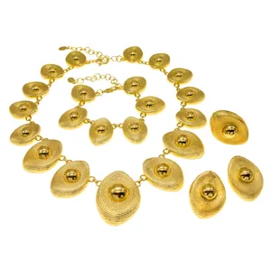 Halsbandörhängen Set guldpläterade kvinnors halsband och Brasilien ringar armband bröllopsfest gåvor Tillbehörh00185