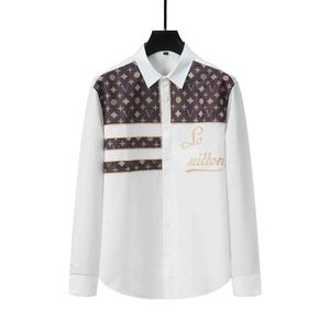 Tasarımcılar Erkek Gömlek Kalite Tasarımcı İş Tees Klasik Uzun Kollu Gömlek Düz Renk Mektup Bahar Sonbahar Bluz Artı Boyut M-XXXL