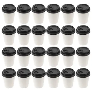 Tek kullanımlık fincan pipetler 50 PCS Yalıtılmış Kahve Tumbler Kapakları Takeaway Makineli Kağıt Tanda Takımı
