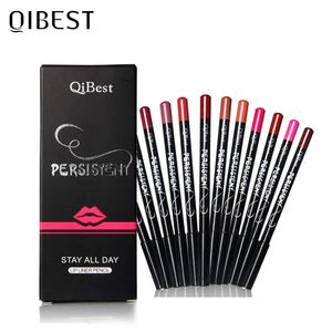 Lip Ołówki Qi 12 Kolory Lip Liner Penter Sets Nude Matte Lipliner Wodoodporna długotrwała szminka Profesjonalna zestaw do makijażu ołówek 231201