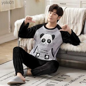 Erkekler 3xl 4xl Kış Erkekler Flanel Pijamas Mektup Sijiz Karikatür Pijama Setleri Sıradan Uyku Salonu Pijama Mercan Velvet Homewearl231202