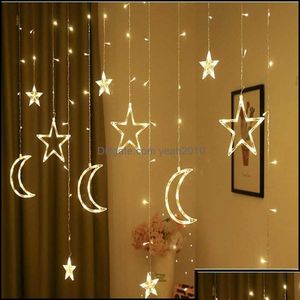 Christmas Decorations Festive Party Supplies Gardenchristmas Led Curtain Light Strings For Home Ornaments Year Decor Garland Kerst D Dhxos