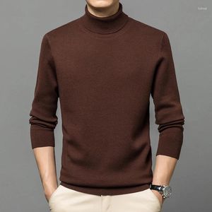 Maglioni da uomo Uomo Seta Lana 2023 Autunno Inverno Dolcevita a maniche lunghe Addensare Pullover lavorati a maglia