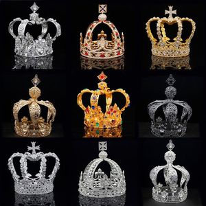 Royal Queen King Tiaras Crown Men Round Diadem Bridal Tiaras and Crowns Headdress Prom Wedding Hair Jewelry Party Ornament Male Y2187g