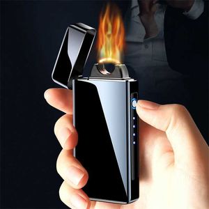 Metal Electric Outdoor Windproof USB Lighter High Power Flame Arc Pulse Plasma Cigar Touch Induction Ignition Tool Gift