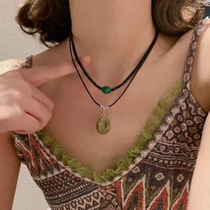 Chains Chinese Style Vintage Peace Buckle Pendant Necklaces Beads Fashion Jewelry For Women Gift Accessories Wholesale