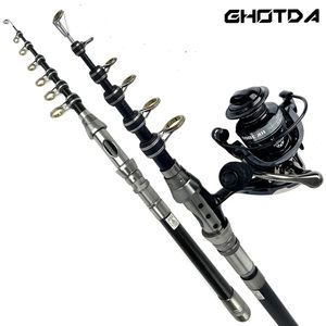 Fishing Accessories Spinning Rod Combo 15m24m Carbon Fiber and 20003000 Reel Telescopic Pole Kit Pesca 231213