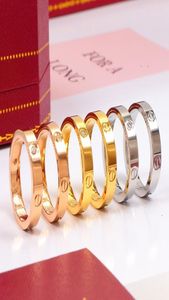Rose Gold Stainless Steel love Ring With Original Logo Woman Jewelry Rings Men Wedding Promise Rings For Female Women Gift Engagem5423246