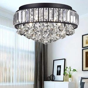 Chandeliers 4-Light Flush Mount Black Modern Contemporary Crystal Metal