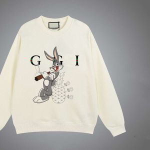 Projektant luksusowy guggis klasyczny 2023 kreskówkowe litery królika wydrukowane Casual Crewneck pullover z kapturem z kapturem z kapturem, bluza z kapturem