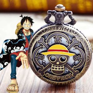 One Piece Skull Fashion Retro Flip Pocket Watch Creative Personality Palace Carved Pocket Watch Luffy Hat Pocket Watch