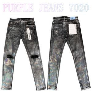 Mens Purple Jeans Designer Jeans Fashion Distressed Ripped Bikers Womens Denim cargo For Men Black Pants PU7020
