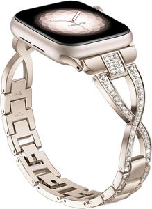 Missair Bling Bands kompatibel mit Apple Watch Band 38 mm 40 mm 41 mm 42 m, Damen-Schmuckarmband, verstellbares Armband, Metallarmband für iWatch Serie 8/7/6/5/4/3/2/1/SE